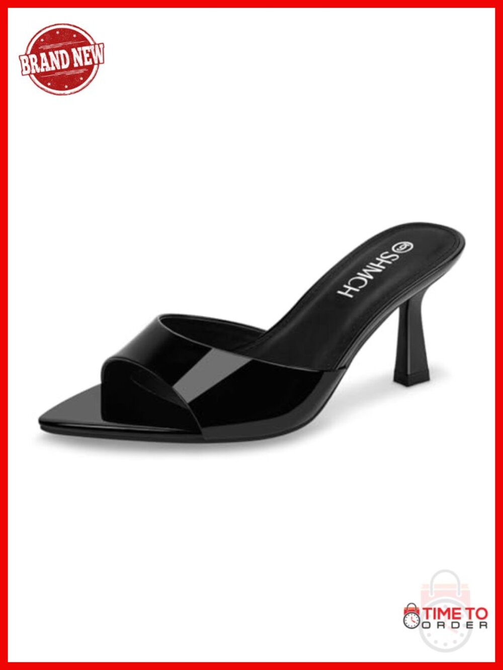 Women's Pointed Toe Mule Sandals Slip On Kitten Heels Open Toe Heeled Mules